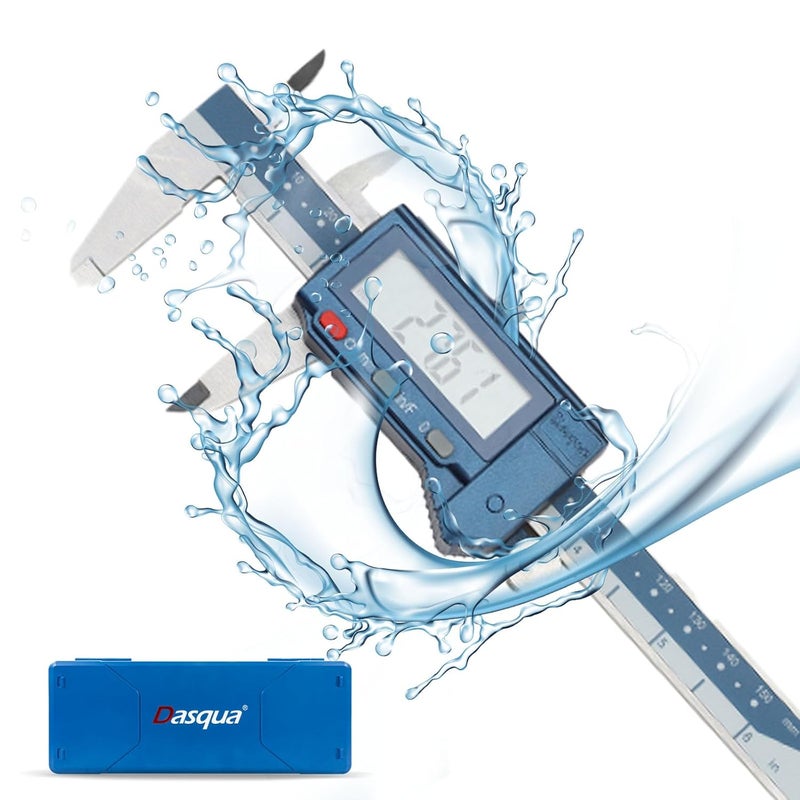 Dasqua 6" Digital Caliper Stainless Steel - IP54 Rated with Large Screen, in/mm/Fraction Conversion. High Precision ±0.001" Accuracy, Includes Protective Case - Image 2